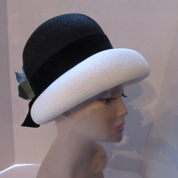 SALE Vintage Hat Lampshade Style Black White Red Rose main image 11
